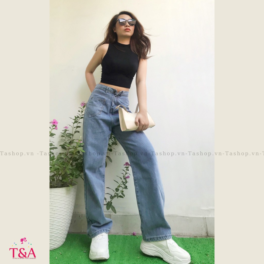 Quần Jeans Nữ Ống Suông Rộng SIMPLE JEANS Lưng Siêu Cao - Hình chính chủ 515
