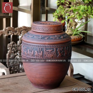 Chum, Nậm sành đựng rượu, ngâm rượu Đông Sơn Âu Lạc 5L,10L,20L Bát Tràng bảo hành 2 năm.