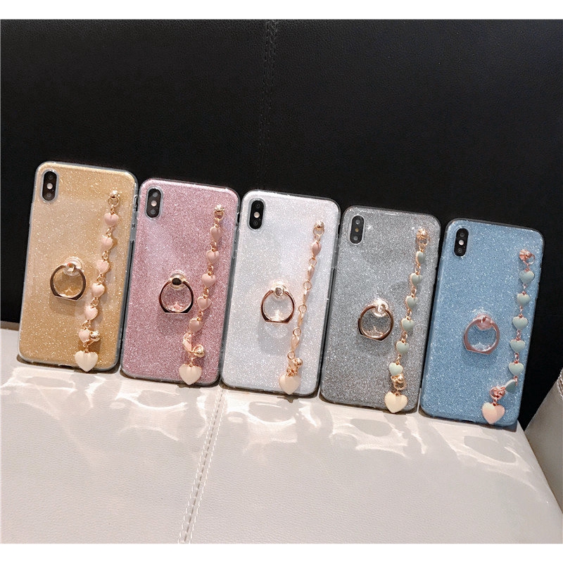Ốp Điện Thoại Họa Tiết Trái Tim Lấp Lánh Kèm Vòng Đeo Tay Cho Oppo A83 a1 A77 F3 A71 A7 A39 A57 F1A A5 A3S A51 Morrtr5 A53 A59 F1