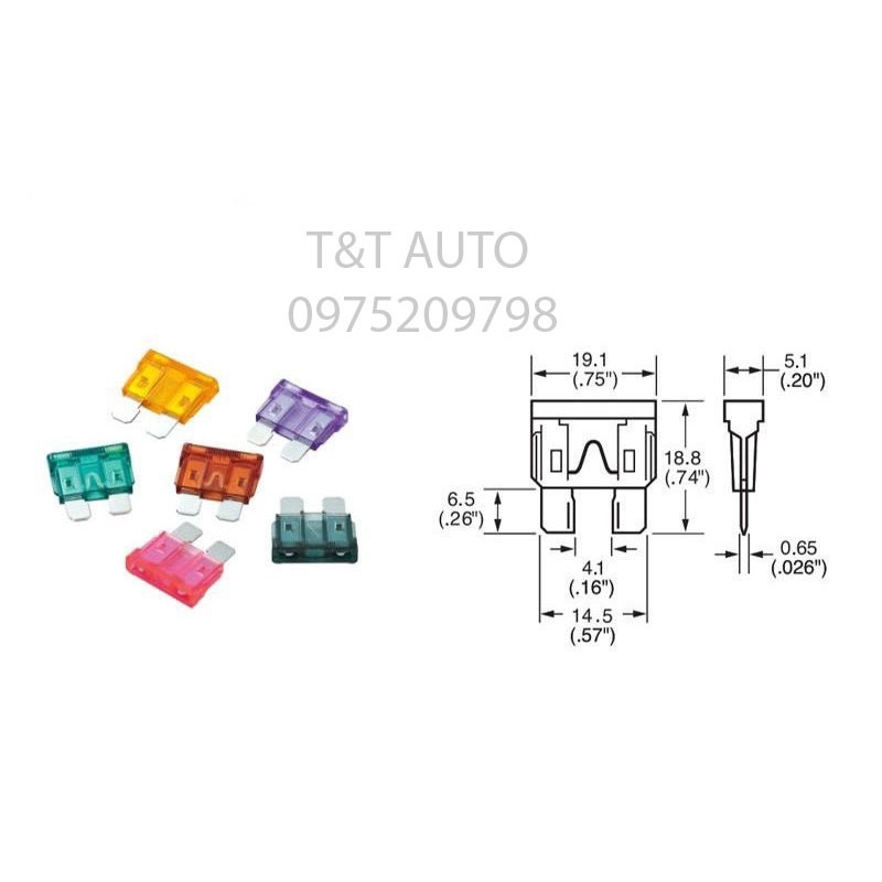 Cầu chì ô tô, xe máy nhiều kích cỡ  size chuẩn 1 hộp 100 cái gồm các loại ( 5A,10A,15A,20A,25A,30A,40A)