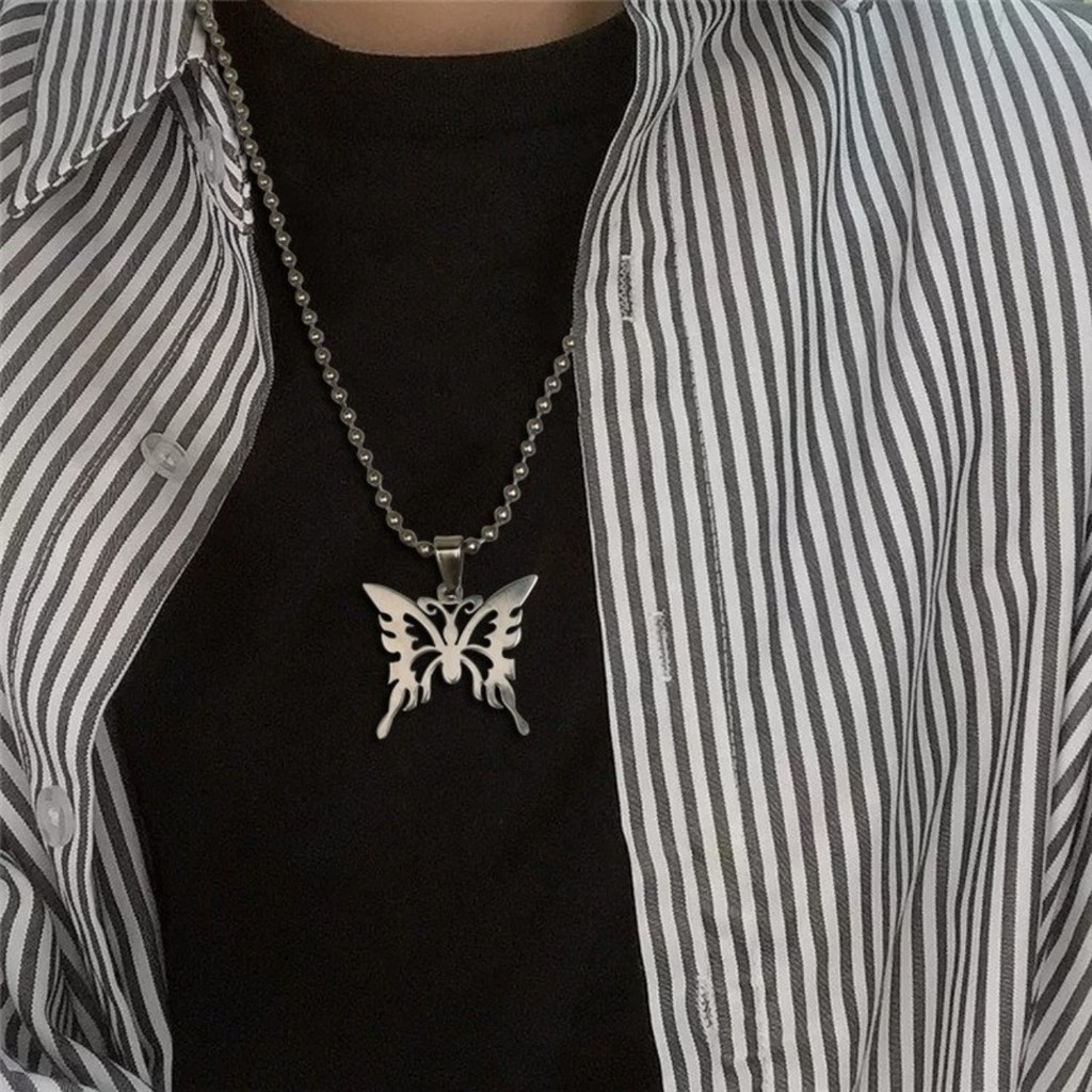 Vòng Cổ Mặt Hình Bướm Bằng Titan Không Gỉ Cho Nữ Phong Cách Âu Mỹ hip hop Cá Tính.