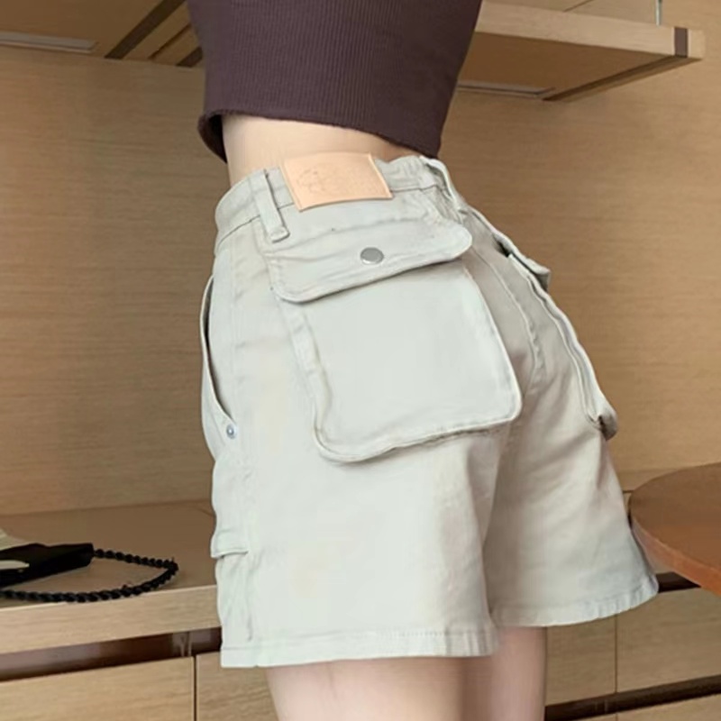 Quần Short Denim Lưng Cao Ống Rộng Thời Trang Mùa Hè Hàn Quốc Mới Cho Nữ