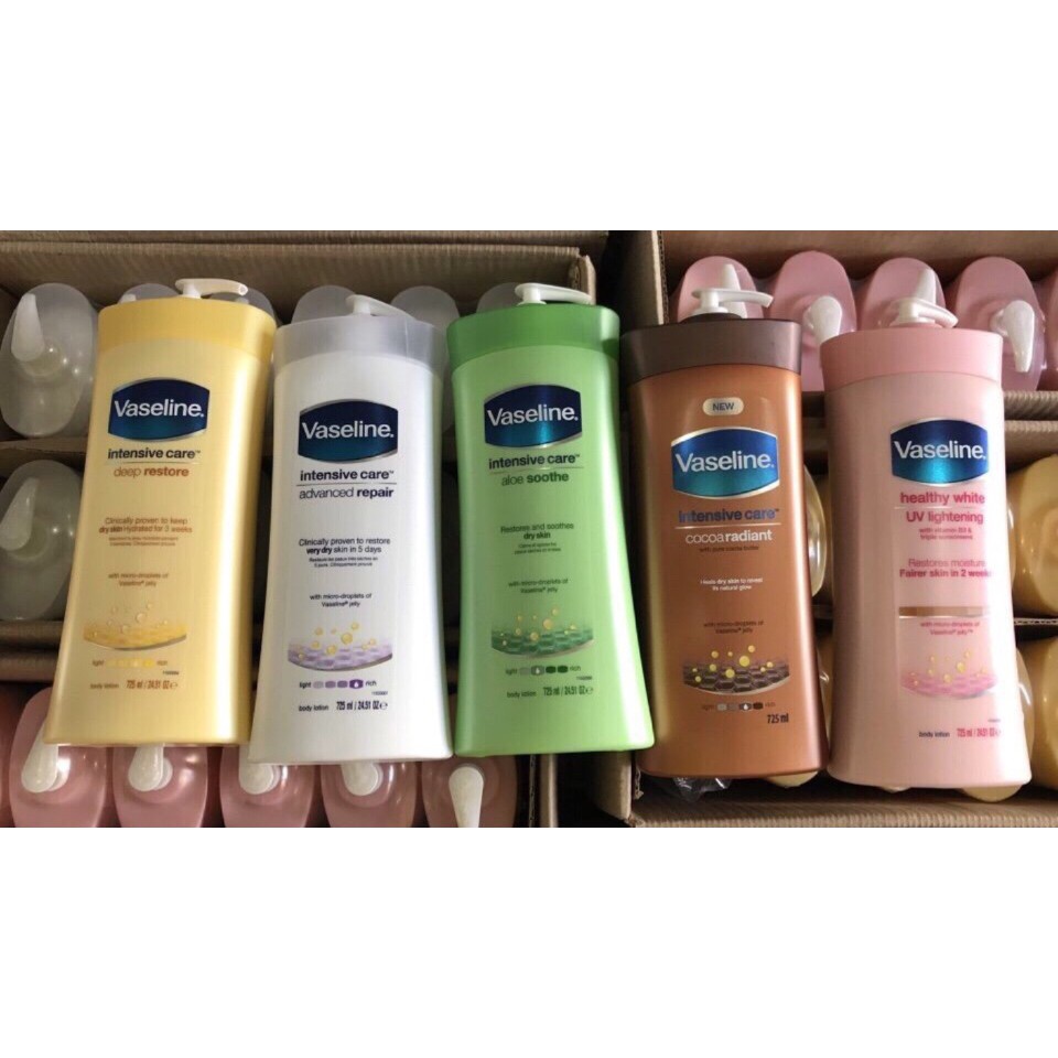 ( Có sẵn màu hồng ) DƯỠNG THỂ VASELINE 725ML (HỒNG- VÀNG-XANH-TRẮNG) 725ML