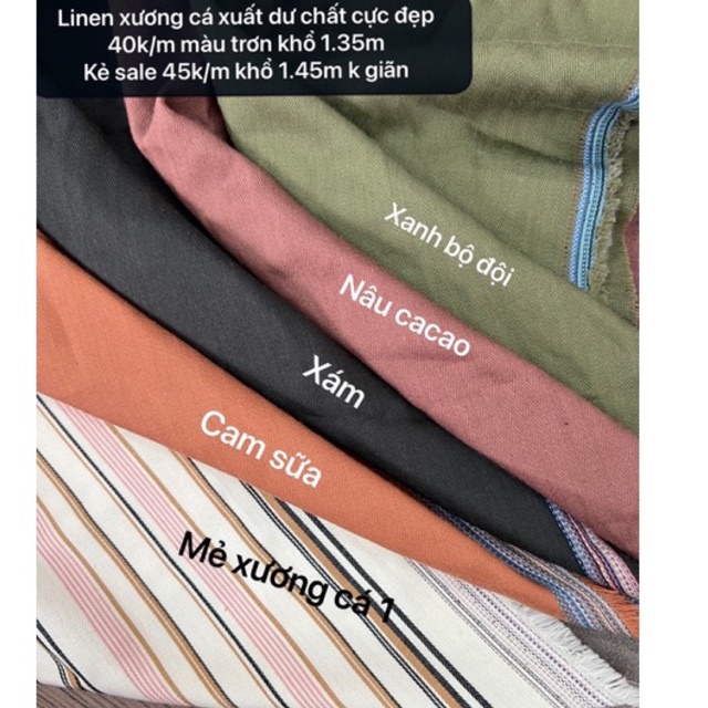 Vải linen cotton,Linen  2 lớp , may Quần-váy -áo -Thêu Tay