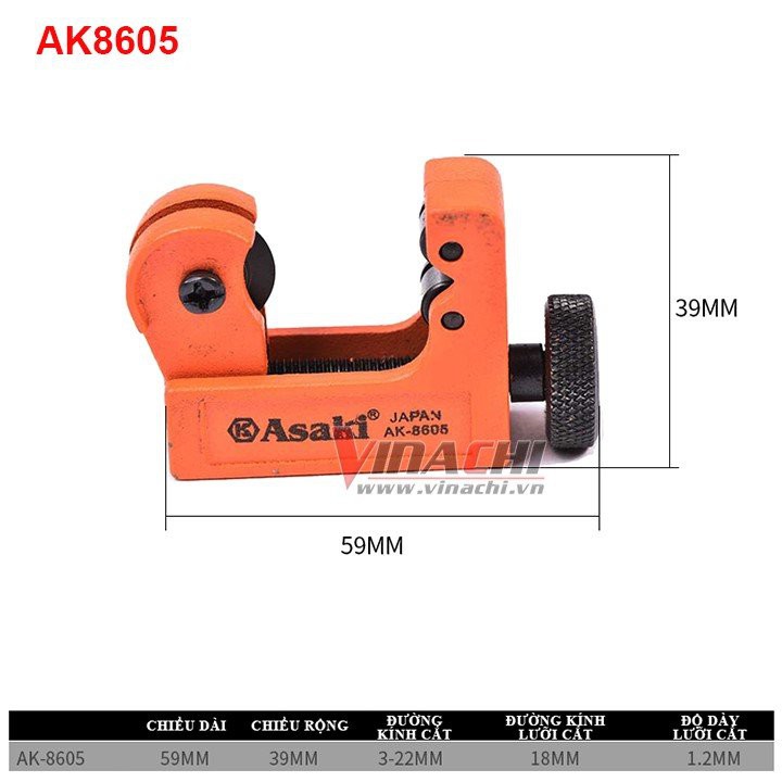 DAO CẮT ỐNG PVC ASAKI MINI AK-8605 22MM ( 1 CÁI ) hàng cao cấp