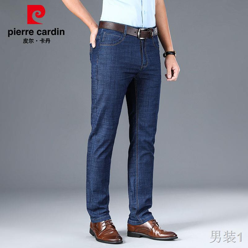 Pierre Cardin mùa hè quần jean mỏng của nam giới thẳng rộng rãi size lớn bố công sở dài