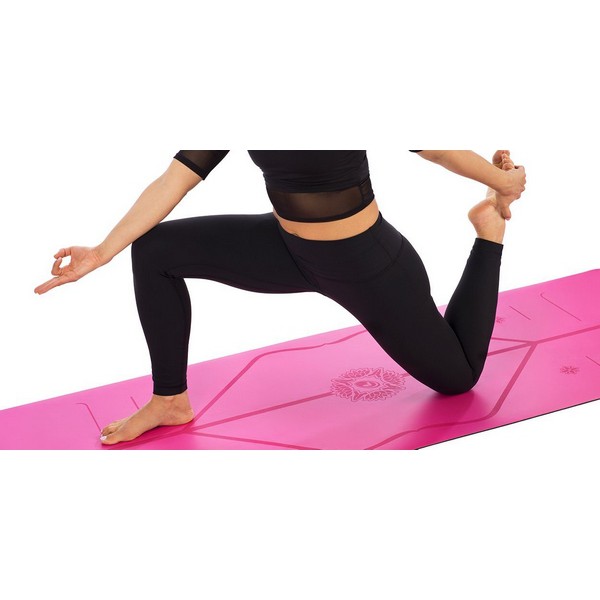Thảm tập yoga - Thư Viện Yogae - định tuyến PU Liforme màu hồng 4.2mm - Lòng Biết ơn