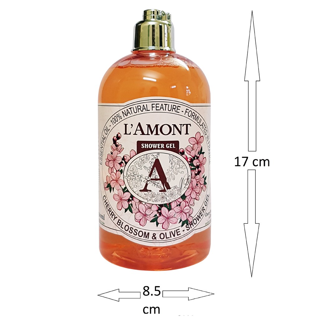 Combo Sữa Tắm LAmont En Provence Hương Hoa Hồng và Hương Dâu Tây hoặc Hoa Anh Đào - 500ml/chai