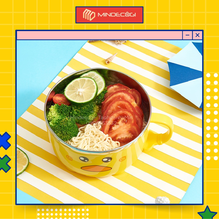 Bát Úp Mì, Tô Đựng Canh - Lõi Inox 304 Hình Vịt Siêu Yêu