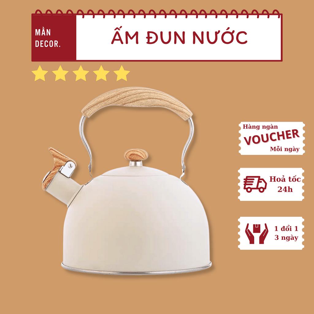 Ấm đun nước siêu tốc inox 304 không gỉ 2,5L báo hiệu khi sôi phong cách tối giản - Mần Décor