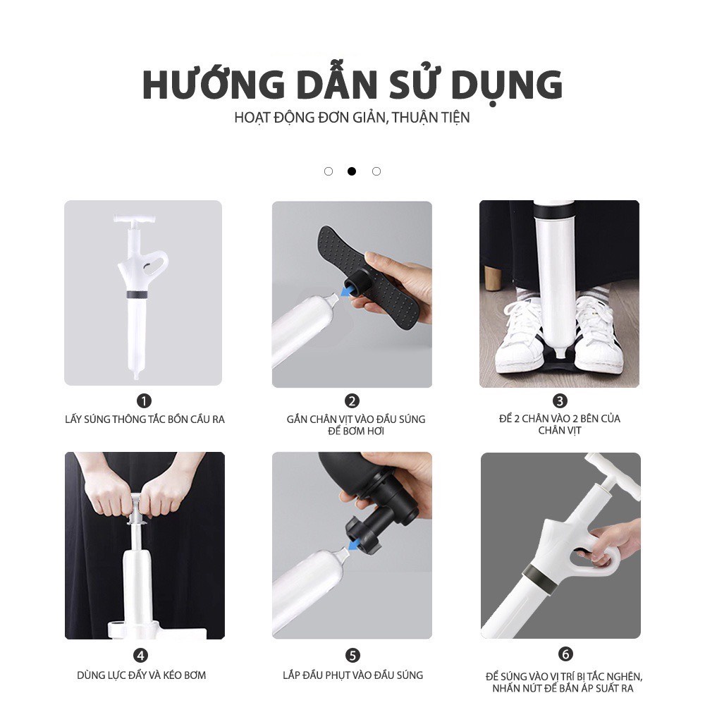 Súng Thông Tắc Bồn Cầu, Chậu Rửa Bát, Bồn Tắm - Mẫu Mới 2021 - Khí Nén AGT Cực Mạnh 8kg - Nhựa ABS Cao Cấp.
