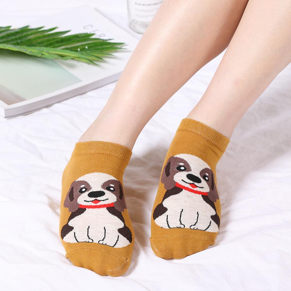 Vớ Cotton Cổ Cao Đến Mắt Cá Chân In Họa Tiết Nghệ Thuật Vui Nhộn Cho Nữ