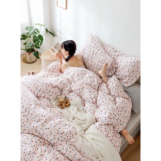 Set chăn ga cotton dâu tây nhí