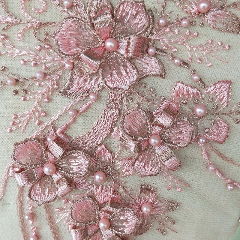 1 Miếng Vải Ren Thêu Hoa 32 * 16cm