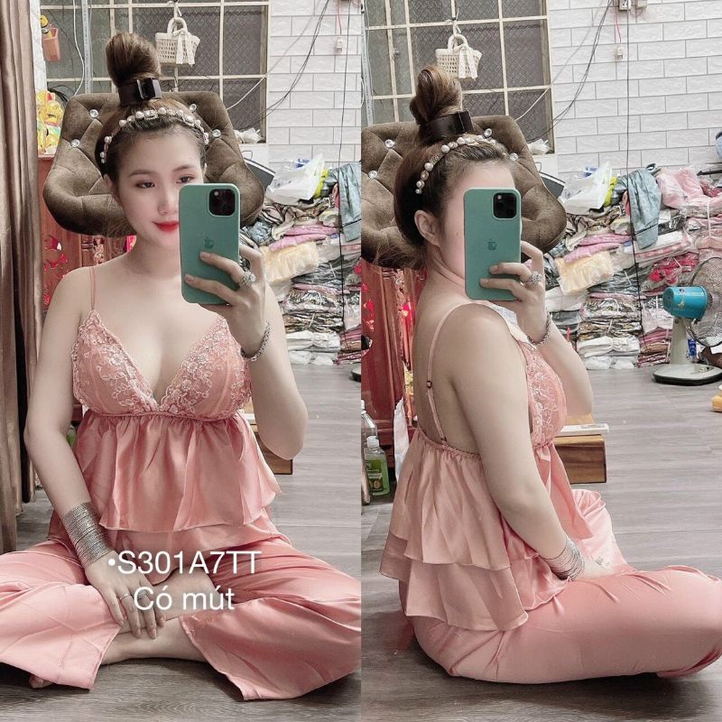 SET NGỦ 2 DÂY REN NGỰC QUẦN NƠ DÀI | BigBuy360 - bigbuy360.vn