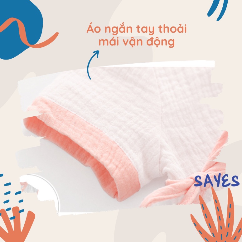 Bộ quần áo vải xô mùa hè cho bé kiểu dáng Nhật Bản dễ thương