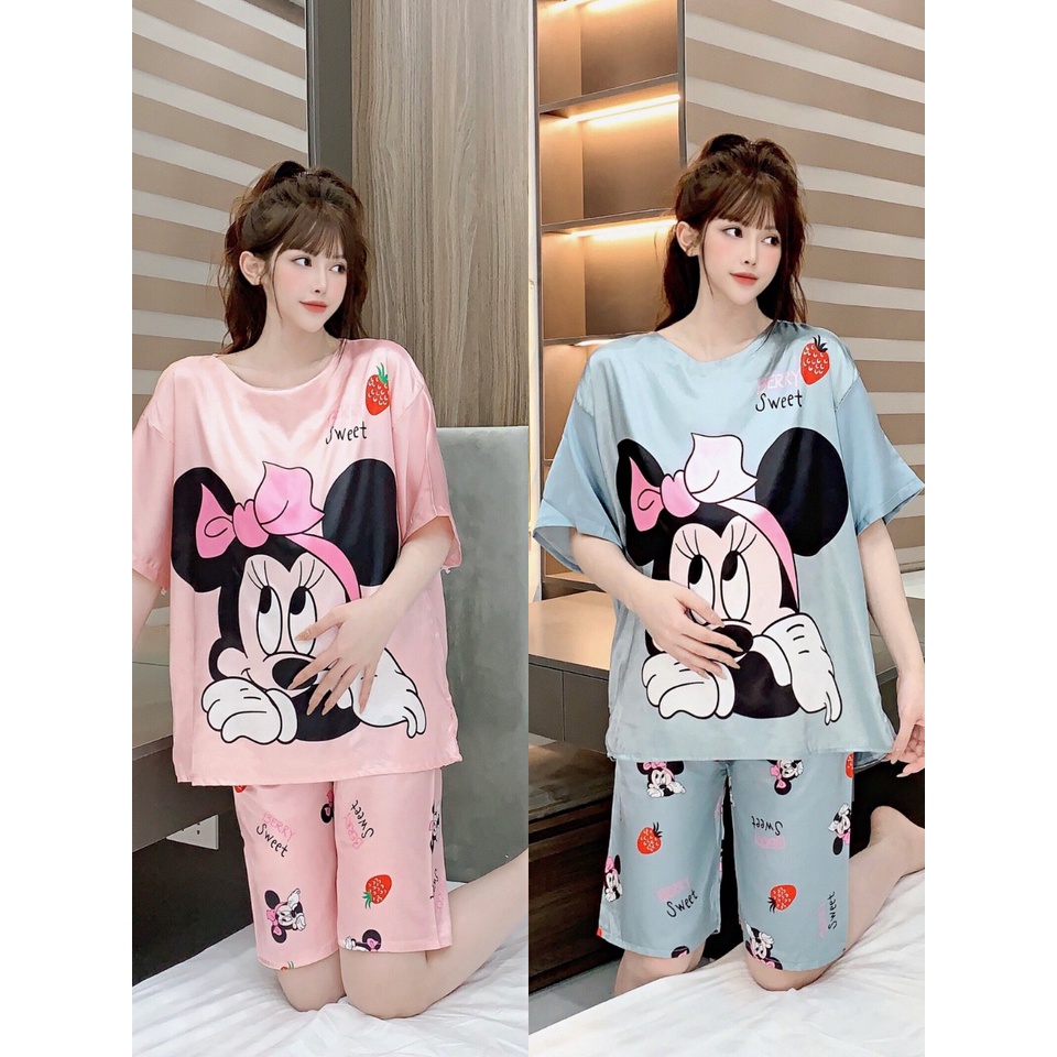 Bộ đồ bầu LỬNG LỤA họa tiết hoạt hình siêu dễ thương - bộ mềm mịn mát mẻ mùa hè BL863