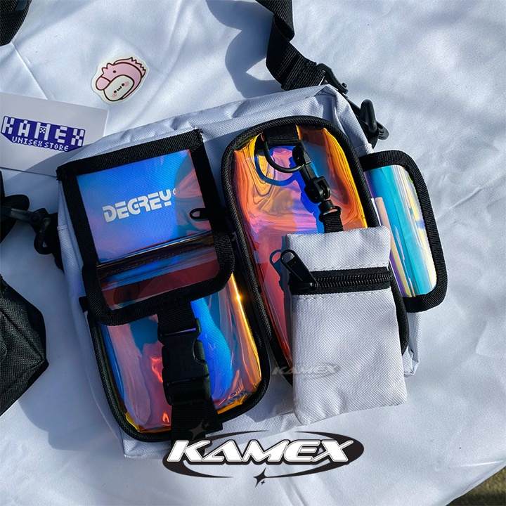 Túi Mini Shoulder Bag Degrey Hologram Đen và Trắng [ Ảnh Thật ] - Kamex Backpack