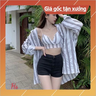 Set áo sơ mi lụa + áo bra ❤️GIÁ TẬN XƯỞNG❤️ Vải lụa mềm mịn, kiểu dáng mới nhất