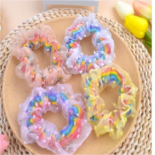 Dây buộc tóc scrunchies cầu vồng 2 lớp siêu hot siêu dễ thương cho bạn gái