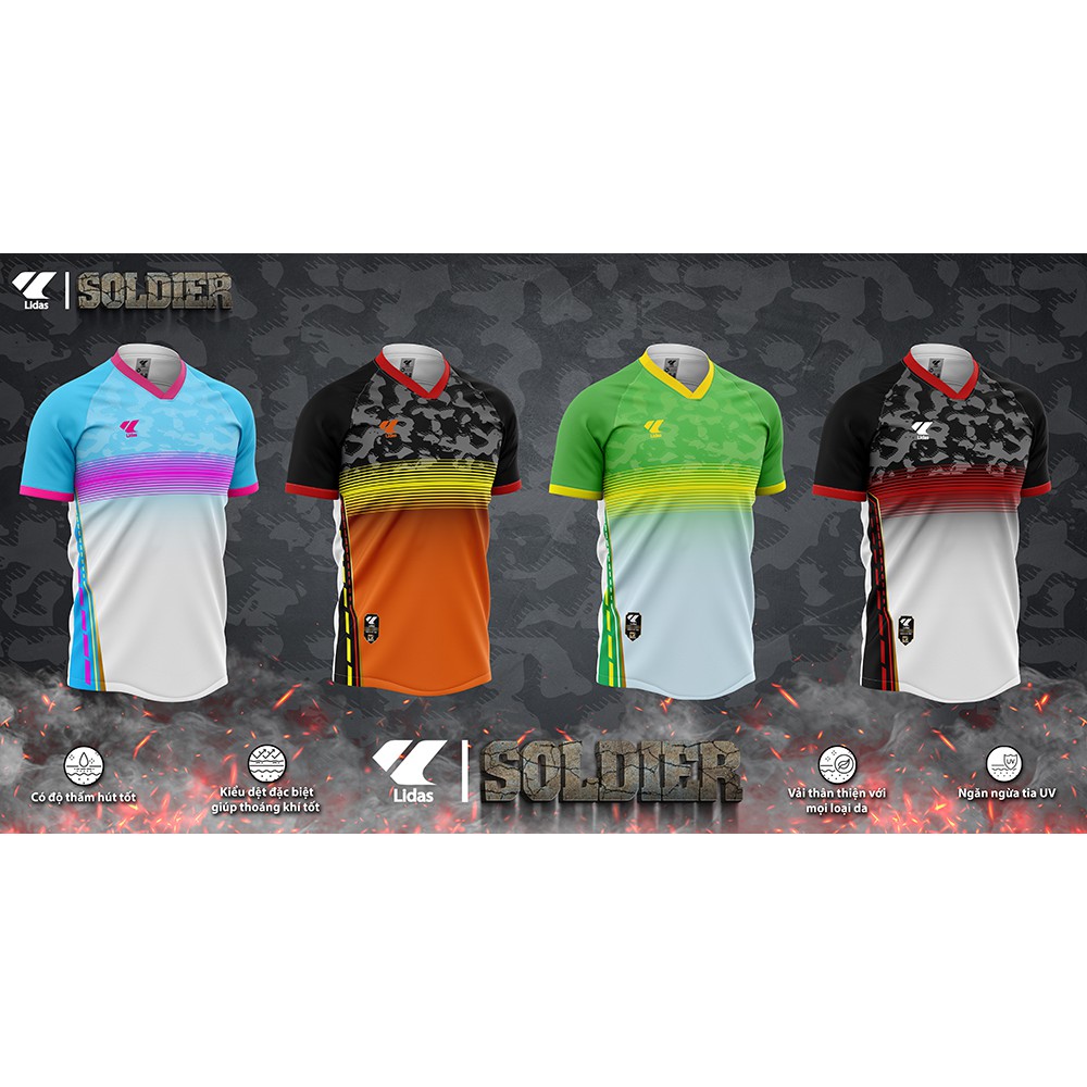 Bộ quần áo thể thao đá bóng Nam - Nữ LIDAS SOLDIER cao cấp - Nhiều màu sắc – Hàng chính hãng