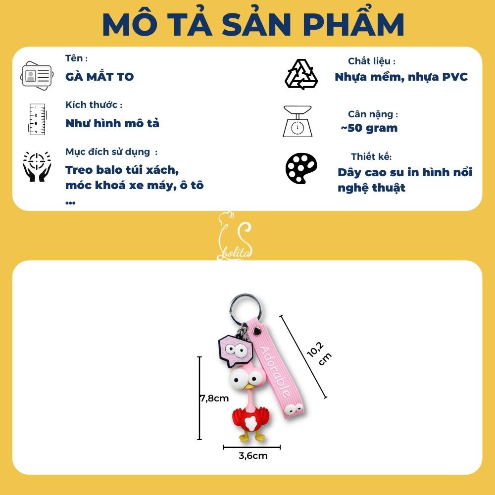 Móc khoá xe máy gà mắt to Disney phong cách độc lạ, Móc khoá treo balo phụ kiện túi xách trẻ trung cute dễ thương