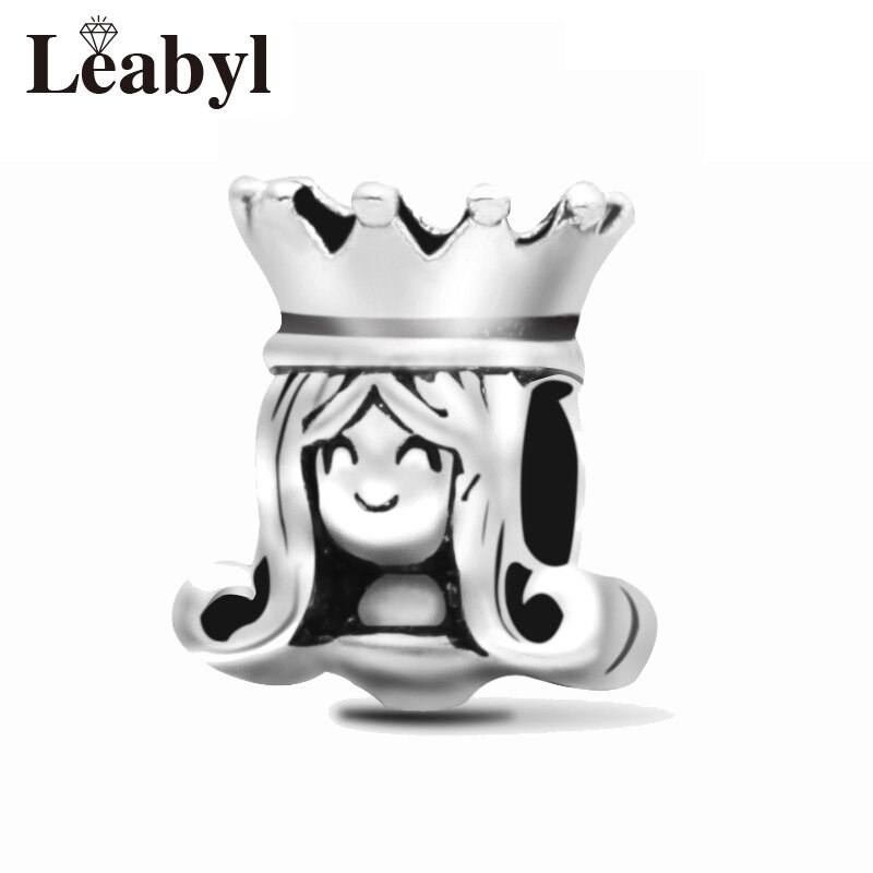 Hạt Charm Mạ Bạc 925 Hình Vương Miện Công Chúa Làm Trang Sức DIY
