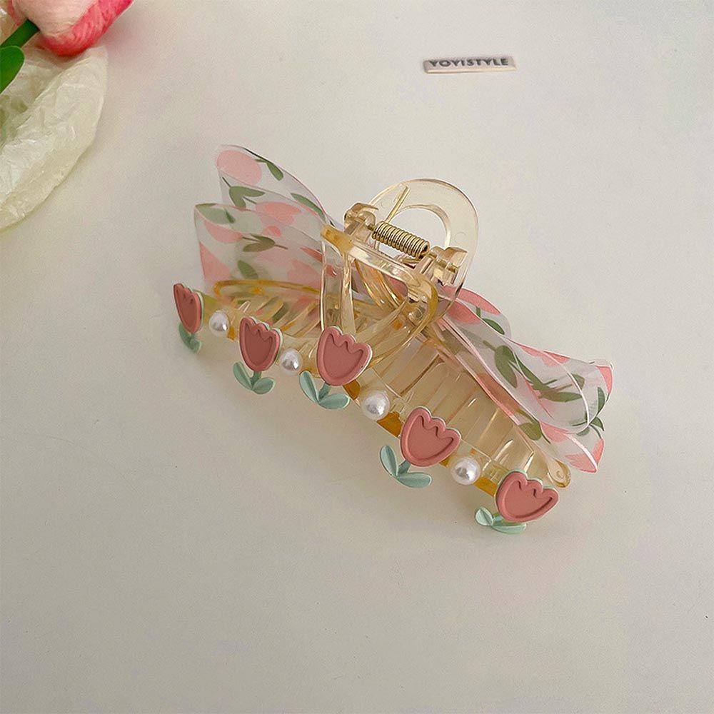 Kẹp Tóc Hình Nơ / Hoa Tulip / Cá Mập Thời Trang Thanh Lịch Cho Nữ
