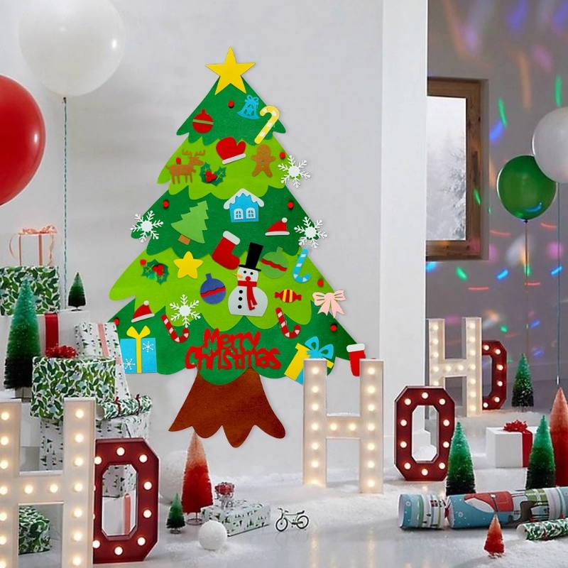 1 Bộ Cây Thông Giáng Sinh Bằng Vải Nỉ Không Dệt Thủ Công Trang Trí Nhà Cửa