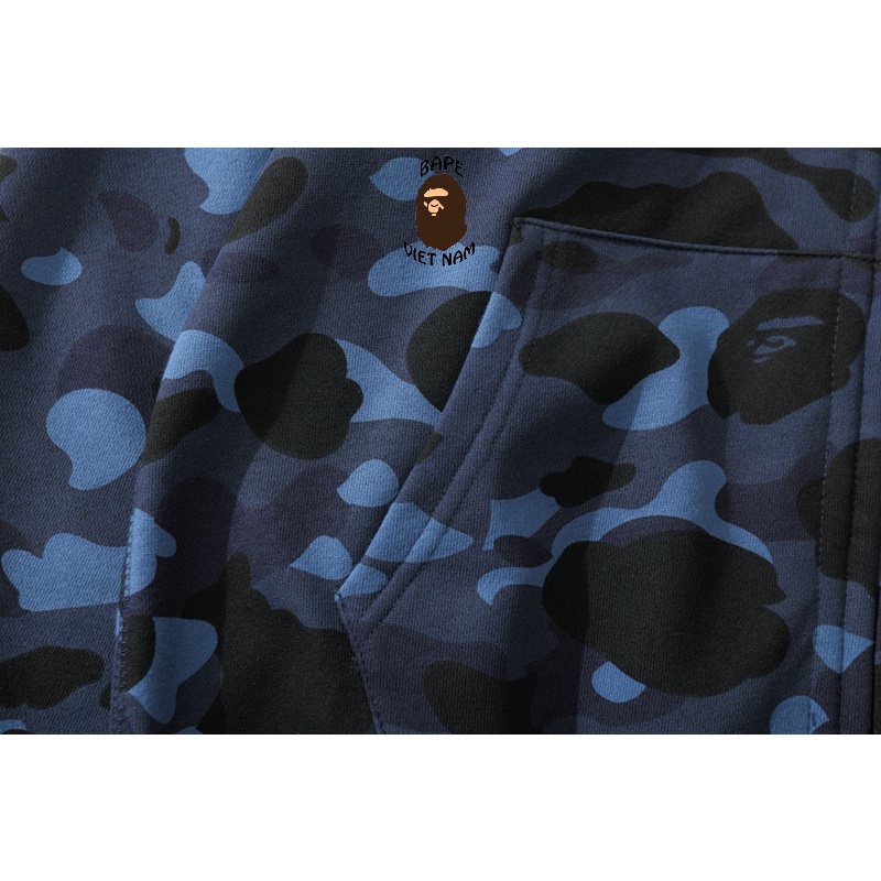 Áo Hoodie Bape, Jacket Bape 2 mũ full zip SS2021 3 màu Camo Red, Camo Violet, Camo Blue BapeVN