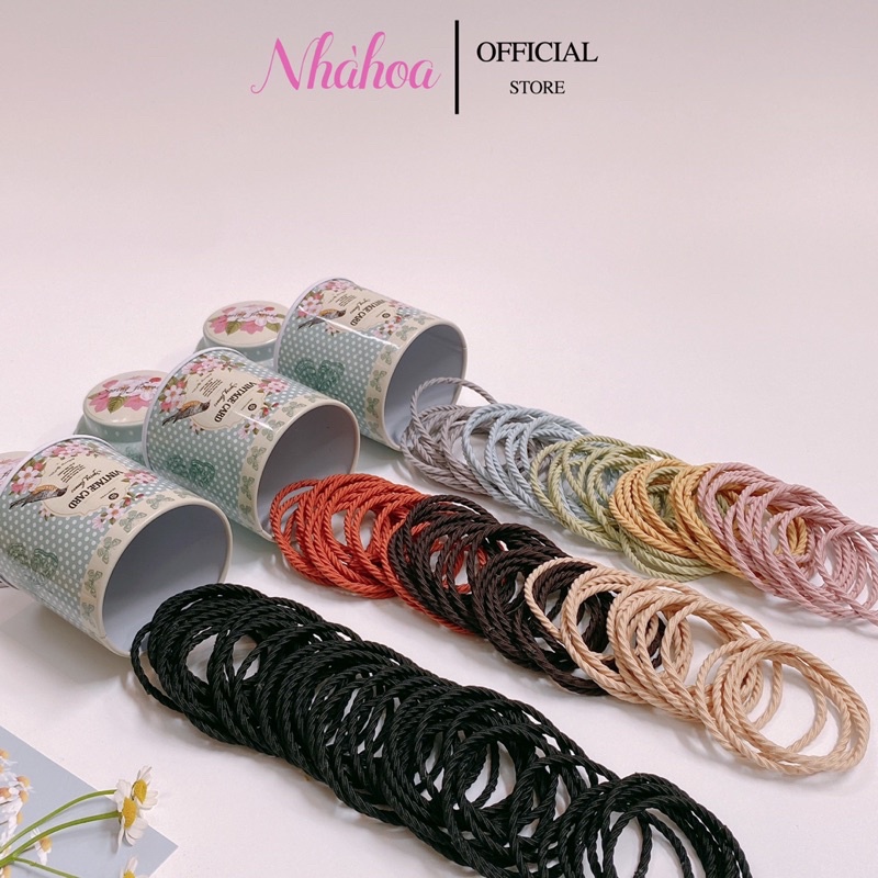 Hộp 50 Dây Buộc Tóc Nhiều Màu. - Chính Hãng NHÀ HOA