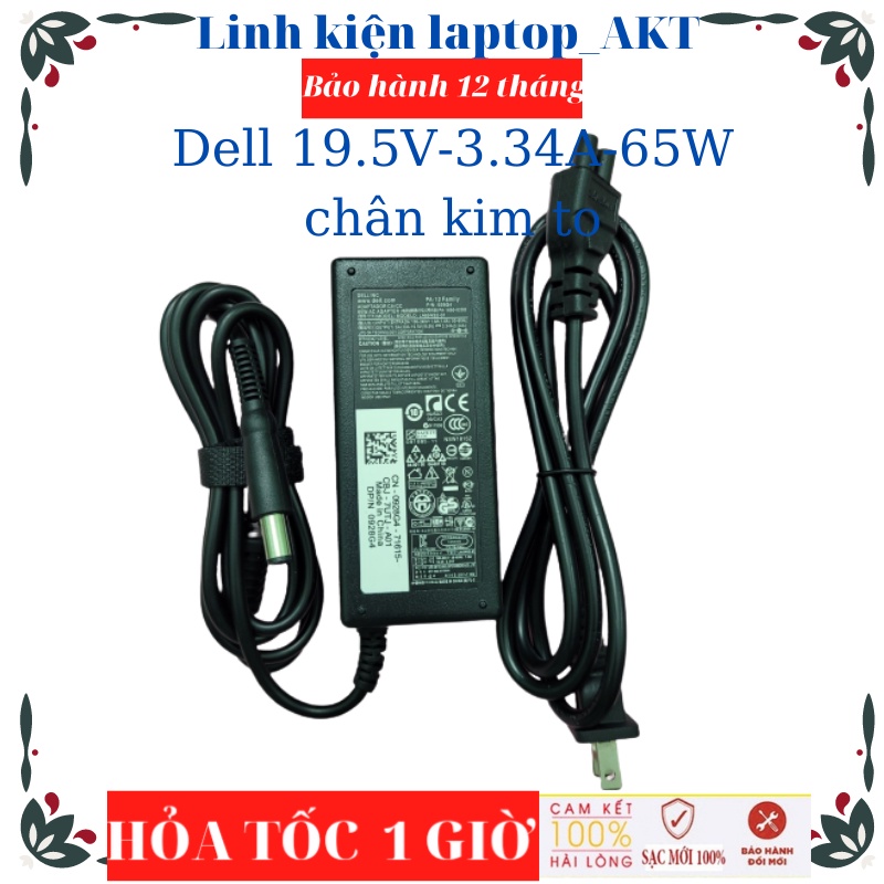 Sạc Dell 19.5V-3.34A-65W-ZIN chân kim to Latitude 5400 E5470,INSPIRON 5548 15 5548 15 5000 VOSTRO 1014 1088 1310 1540