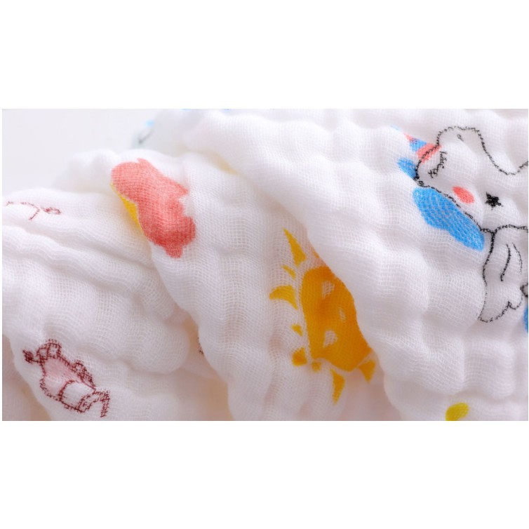 Set 5 khăn sữa sơ sinh 6 lớp nhăn họa tiết cho bé - Duonghieu6789