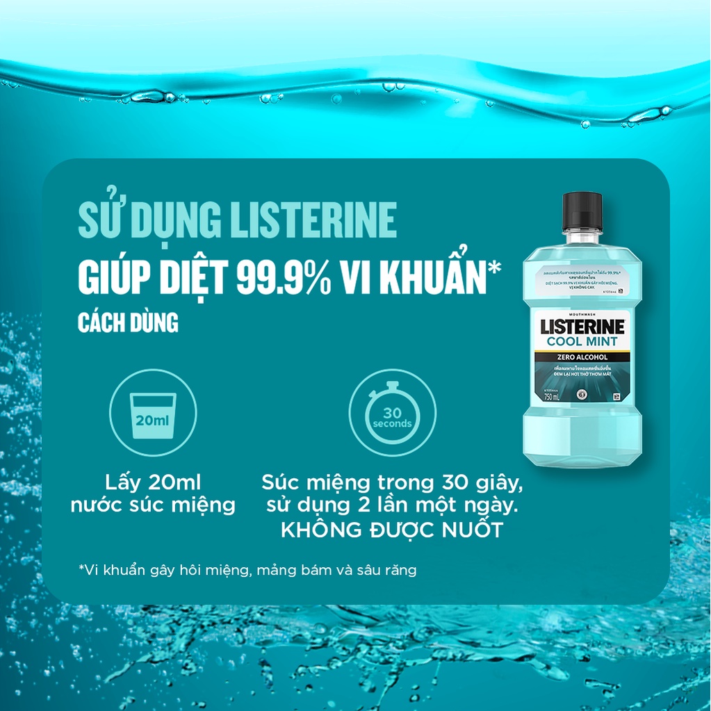 Bộ 2 Chai Nước Súc Miệng Listerine Giúp Hơi Thở Thơm Mát Cool Mint Zero 750mlx2 540021939