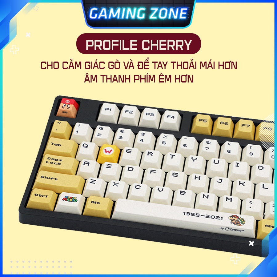 Keycap bàn phím cơ Retro Mario Vàng nhựa PBT 122 phím siêu đẹp