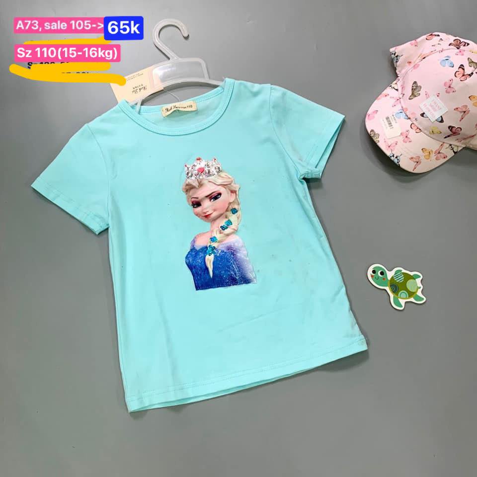 Áo Elsa cộc tay cho bé gái chất cotton 100% size cho bé 2 đến 8 tuổi