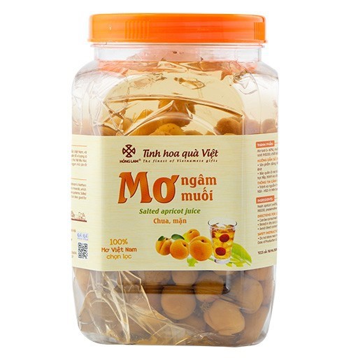 Nước mơ ngâm muối Hồng Lam, dạng hũ (850gr, 2000gr). Khi pha có vị chua, ngọt, mặn