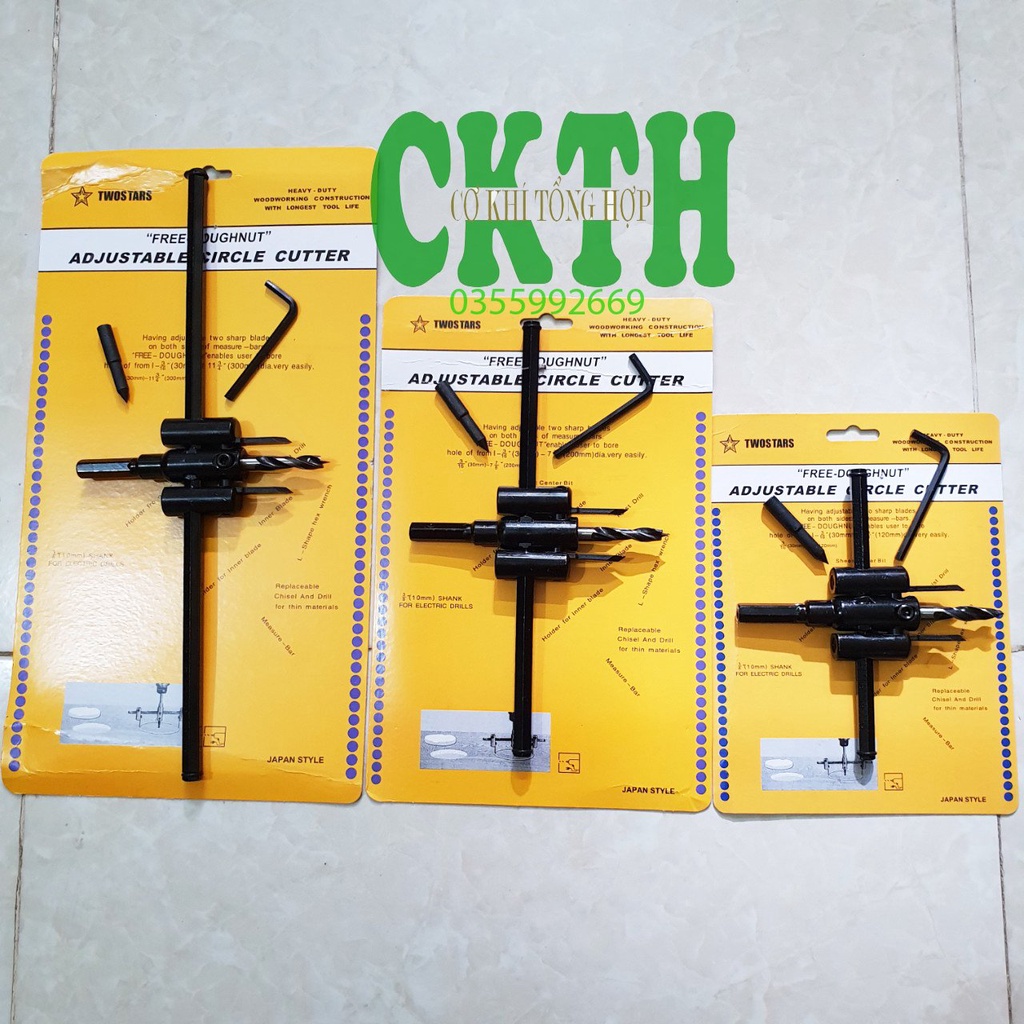 Bộ mũi khoan khoét điều chỉnh cữ. Bộ khoan lỗ chữ thập,khoét cộng, mũi khoét lỗ tròn, gỗ mềm thạch cao, nhưa..