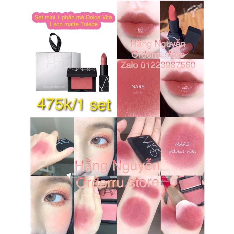 son dưỡng mini + phấn highlight mini nars