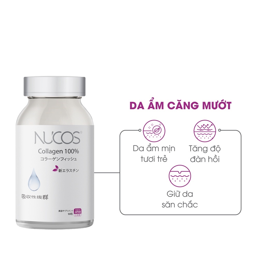 Collagen đẹp da dưỡng ẩm Nucos collagen 100% 90 viên