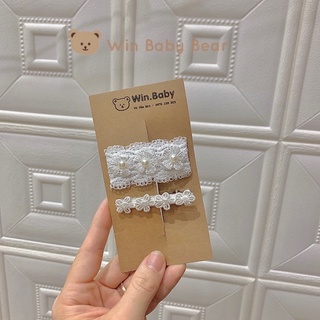 Set 2c kẹp tóc hoa trắng handmade hàn quốc