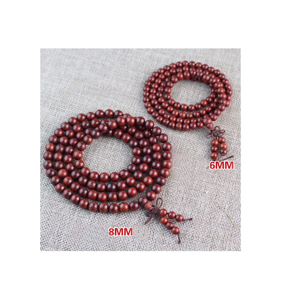 Vòng tay gỗ đàn hương đỏ 108 hạt nhiều kích thước VG9
