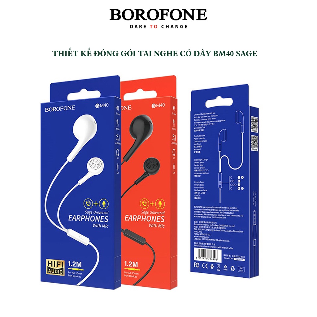 Tai nghe có dây nhét tai BOROFONE BM40 Sage - AK Mobile