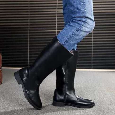 Giày Bốt Da Lót Cotton Dáng Dài Kiểu Quân Đội Thời Trang Thu Đông Cho Nam Và Nữ Giày Boots Quân Đội Thời Trang Cá Tính