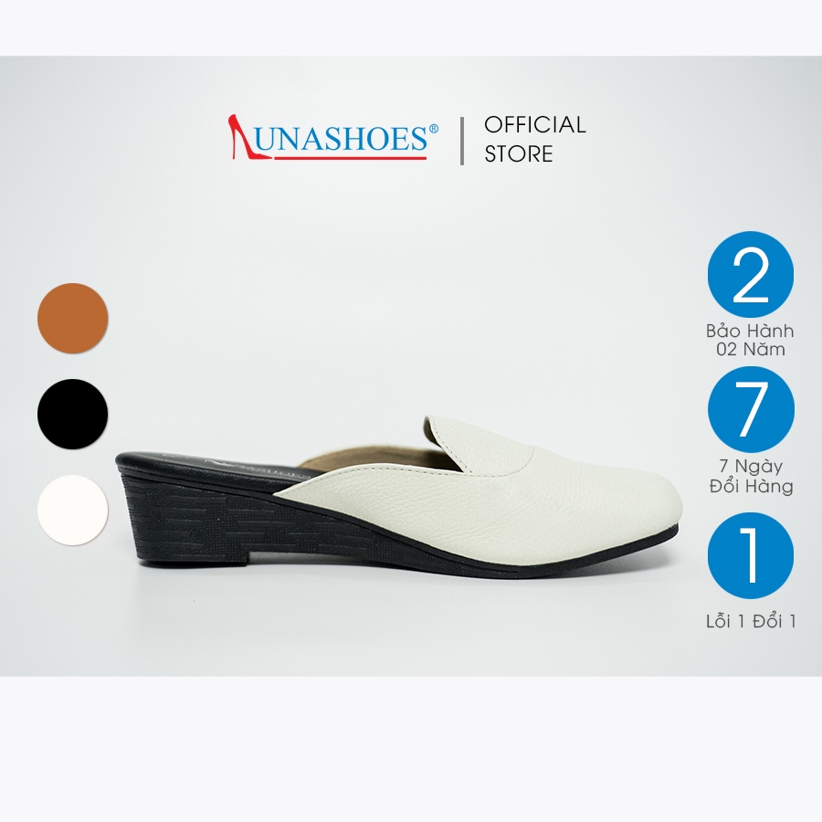 Giày sục nữ 3p LUNASHOES 6208 da bò mềm êm chân mũi tròn đế tpr chống trơn trượt chống nước bảo hành 2 năm