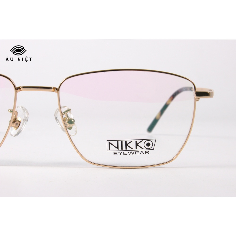 Gọng kính nam nữ unisex kim loại titanium dáng vuông chữ nhật Nikko N-3173 màu vàng Full box