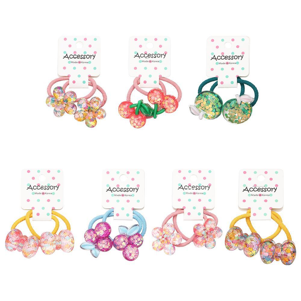 Set 2 Dây Cột Tóc Đính Hoa Hoạt Hình Dễ Thương Cho Bé Gái
