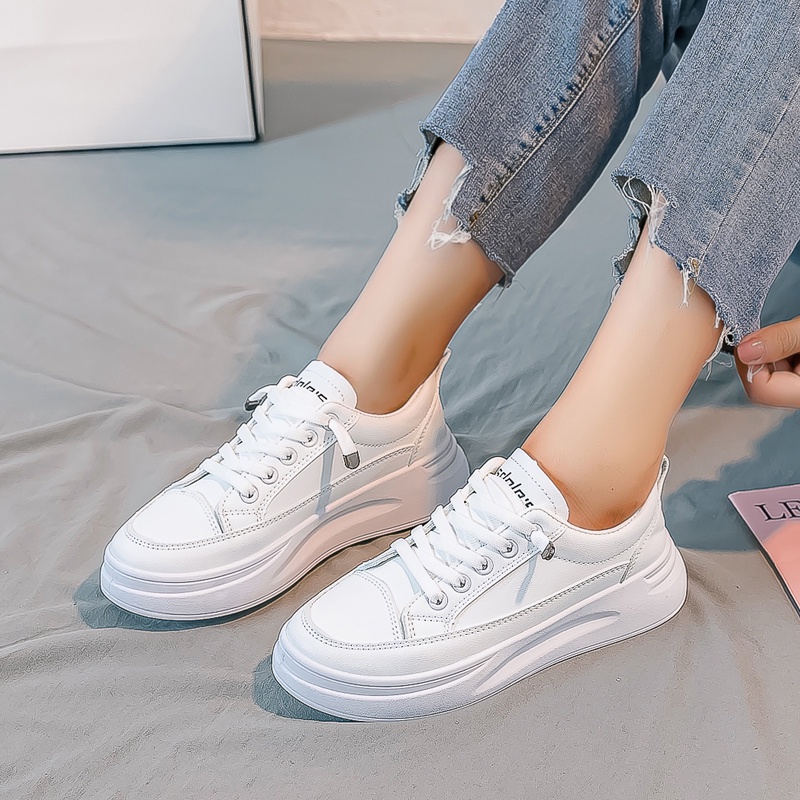 Giày Da Nữ, Giày Sneaker Da Nữ G55 Màu Trắng Đẹp Phong Cách Thời Trang Học Sinh Sinh VIên Đi Học Đi Chơi A1