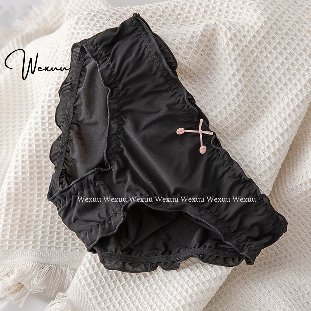 Quần lót nữ Wexuu Design viền bèo phối nơ vải su lạnh mềm mát kháng khuẩn cao cấp - QC131