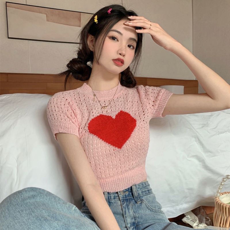 Jiashucheng Áo Dệt Kim Ngắn Tay Cổ Tròn Thời Trang Dành Cho Nữ